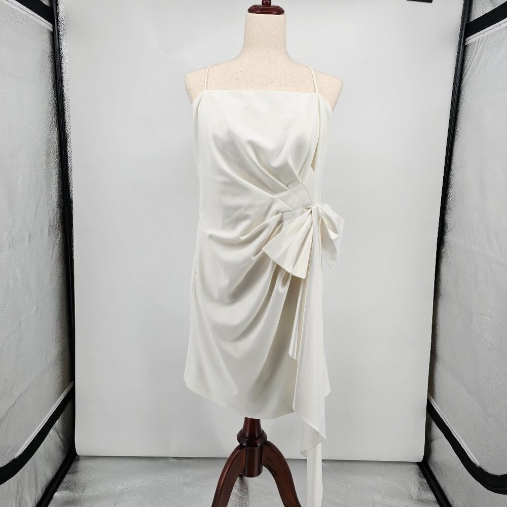 Adrianna Papell Ivory Cocktail Dress with Satin Bow